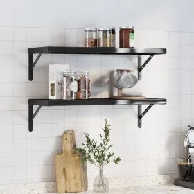 Estantes de pared 2 uds acero inoxidable negro 75x30x3 cm by , Shelves and shelves - Ref: Foro24-30291, Price: 45,24 €, Disco...