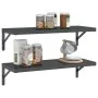 Estantes de pared 2 uds acero inoxidable negro 75x30x3 cm de , Estantes y estanterías - Ref: Foro24-30291, Precio: 45,24 €, D...