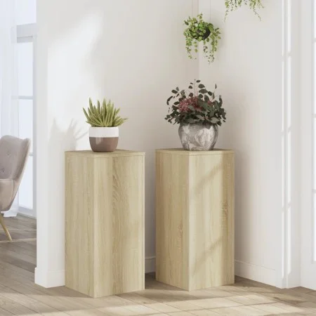 Soportes de plantas 2 uds madera roble Sonoma 30x30x70 cm de , Soportes para macetas - Ref: Foro24-852926, Precio: 71,54 €, D...