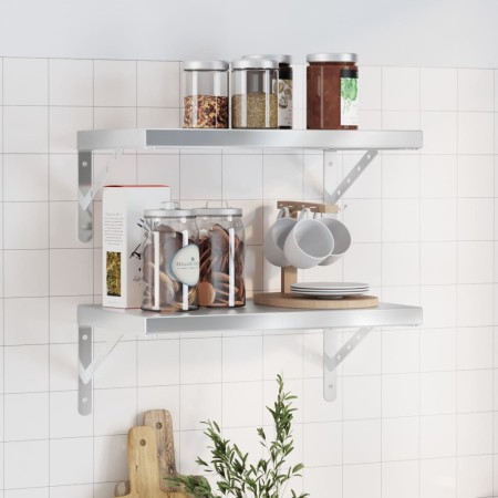Wandregale 2 Stück Edelstahl silber 50x30x3 cm von , Regale und Regale - Ref: Foro24-30285, Preis: 40,80 €, Rabatt: %