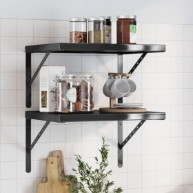 Estantes de pared 2 uds acero inoxidable negro 50x40x3 cm by , Shelves and shelves - Ref: Foro24-30293, Price: 45,63 €, Disco...