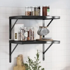 Wandregale 2 Stück Edelstahl schwarz 50x40x3 cm von , Regale und Regale - Ref: Foro24-30293, Preis: 47,43 €, Rabatt: %