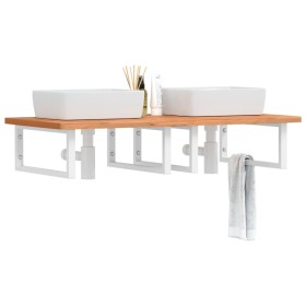 Estante de lavabo de pared de acero y madera maciza de haya de , Tocadores de baño - Ref: Foro24-3302452, Precio: 149,42 €, D...