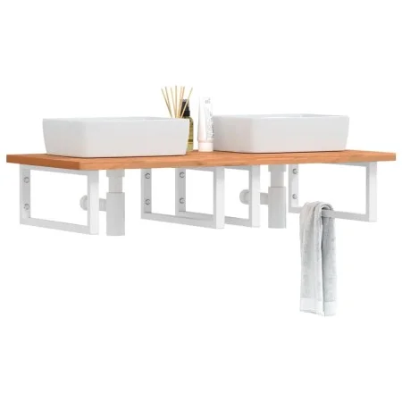 Estante de lavabo de pared de acero y madera maciza de haya by , bathroom vanities - Ref: Foro24-3302452, Price: 141,22 €, Di...