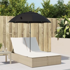 Tumbona doble con cojines y sombrilla ratán sintético beige by , Loungers - Ref: Foro24-368085, Price: 264,74 €, Discount: %
