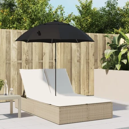 Tumbona doble con cojines y sombrilla ratán sintético beige by , Loungers - Ref: Foro24-368085, Price: 278,83 €, Discount: %
