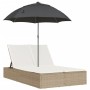 Doppel-Liegestuhl mit Kissen und Sonnenschirm aus synthetischem Rattan in Beige. von , Liegen - Ref: Foro24-368085, Preis: 26...