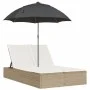 Tumbona doble con cojines y sombrilla ratán sintético beige by , Loungers - Ref: Foro24-368085, Price: 278,83 €, Discount: %