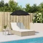 Tumbona doble con cojines y sombrilla ratán sintético beige by , Loungers - Ref: Foro24-368085, Price: 278,83 €, Discount: %