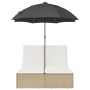 Doppel-Liegestuhl mit Kissen und Sonnenschirm aus synthetischem Rattan in Beige. von , Liegen - Ref: Foro24-368085, Preis: 26...