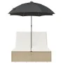 Tumbona doble con cojines y sombrilla ratán sintético beige by , Loungers - Ref: Foro24-368085, Price: 278,83 €, Discount: %