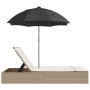 Doppel-Liegestuhl mit Kissen und Sonnenschirm aus synthetischem Rattan in Beige. von , Liegen - Ref: Foro24-368085, Preis: 26...