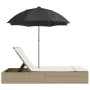 Tumbona doble con cojines y sombrilla ratán sintético beige by , Loungers - Ref: Foro24-368085, Price: 278,83 €, Discount: %