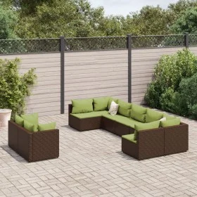 Set de sofás de jardín 9 pzas y cojines ratán sintético marrón by , Garden sets - Ref: Foro24-3308302, Price: 693,22 €, Disco...