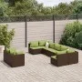 Set de sofás de jardín 9 pzas y cojines ratán sintético marrón by , Garden sets - Ref: Foro24-3308302, Price: 693,22 €, Disco...