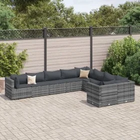 Set de sofás de jardín con cojines 9 pzas ratán sintético gris by , Garden sets - Ref: Foro24-3308314, Price: 609,39 €, Disco...