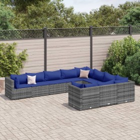 Set de sofás de jardín y cojines 10 pzas ratán sintético gris by , Garden sets - Ref: Foro24-3308335, Price: 713,54 €, Discou...