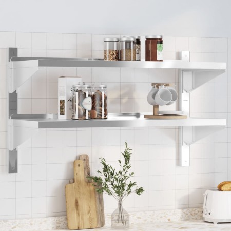 Estante de pared acero inoxidable plateado 100x40x60 cm by , Shelves and shelves - Ref: Foro24-30309, Price: 81,40 €, Discoun...