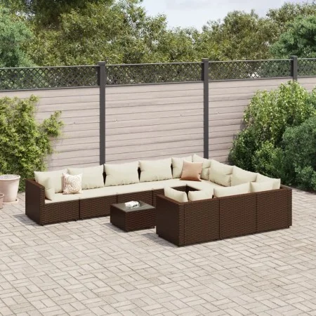 Set de sofás de jardín 11 pzas cojines ratán sintético marrón by , Garden sets - Ref: Foro24-3308337, Price: 725,59 €, Discou...