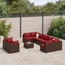 Set de sofás de jardín 10 pzas y cojines ratán sintético marrón by , Garden sets - Ref: Foro24-3308309, Price: 732,56 €, Disc...