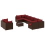 Set de sofás de jardín 10 pzas y cojines ratán sintético marrón by , Garden sets - Ref: Foro24-3308309, Price: 773,52 €, Disc...