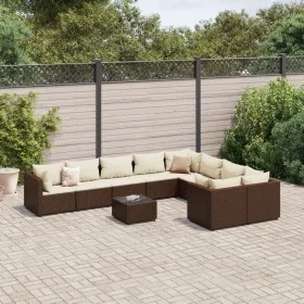 Set de sofás de jardín 10 pzas y cojines ratán sintético marrón by , Garden sets - Ref: Foro24-3308321, Price: 664,23 €, Disc...