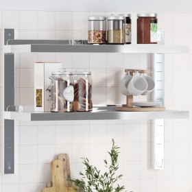 Wandregal aus silbernem Edelstahl 75x23,5x60 cm von , Regale und Regale - Ref: Foro24-30314, Preis: 49,19 €, Rabatt: %