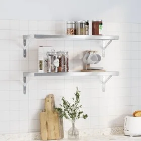 Estantes de pared 2 uds acero inoxidable plateado 75x23,5 cm by , Shelves and shelves - Ref: Foro24-3214507, Price: 84,87 €, ...