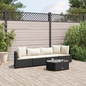 Gartenmöbel-Set 5-teilig mit schwarzen Polstern aus synthetischem Rattan von , Gartensets - Ref: Foro24-3308368, Preis: 332,2...
