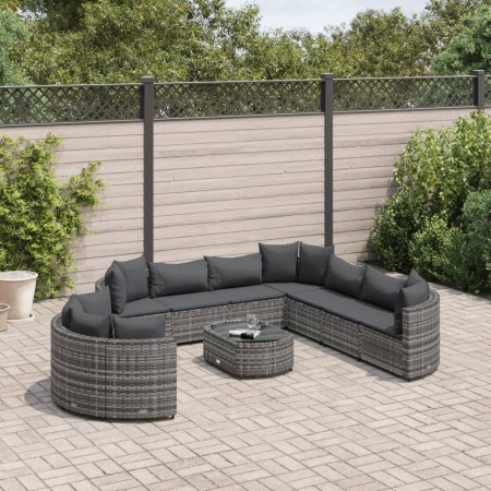 Set de sofás de jardín y cojines 10 pzas ratán sintético gris by , Garden sets - Ref: Foro24-3308410, Price: 697,58 €, Discou...