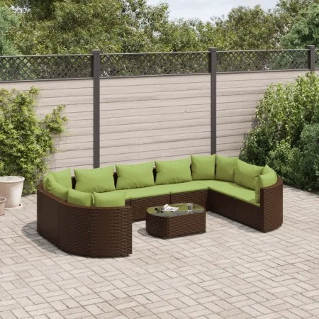 Set de sofás de jardín 10 pzas y cojines ratán sintético marrón by , Garden sets - Ref: Foro24-3308406, Price: 798,89 €, Disc...