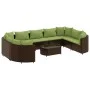 Set de sofás de jardín 10 pzas y cojines ratán sintético marrón by , Garden sets - Ref: Foro24-3308406, Price: 798,89 €, Disc...