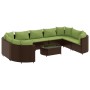 Set de sofás de jardín 10 pzas y cojines ratán sintético marrón by , Garden sets - Ref: Foro24-3308406, Price: 811,10 €, Disc...