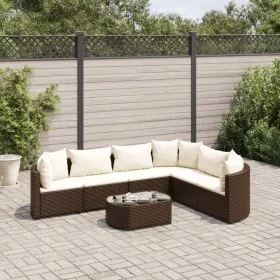 Juego de sofás de jardín 7 piezas con cojines ratán PE marrón by , Garden sets - Ref: Foro24-3308377, Price: 440,75 €, Discou...