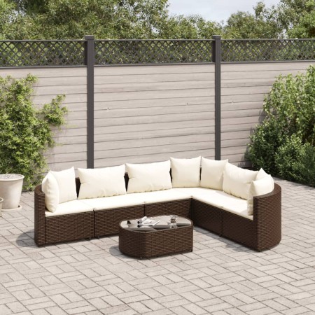 Juego de sofás de jardín 7 piezas con cojines ratán PE marrón by , Garden sets - Ref: Foro24-3308377, Price: 440,29 €, Discou...