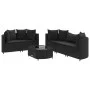 Set de sofás de jardín 6 piezas y cojines ratán sintético negro by , Garden sets - Ref: Foro24-3308419, Price: 423,96 €, Disc...