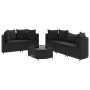 Set de sofás de jardín 6 piezas y cojines ratán sintético negro by , Garden sets - Ref: Foro24-3308419, Price: 433,01 €, Disc...