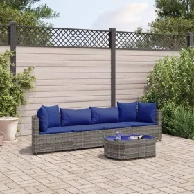 Juego de sofás jardín con cojines 5 pzas ratán sintético gris by , Garden sets - Ref: Foro24-3308375, Price: 301,37 €, Discou...