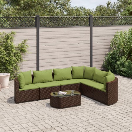 Juego de sofás de jardín 7 piezas con cojines ratán PE marrón by , Garden sets - Ref: Foro24-3308382, Price: 510,54 €, Discou...