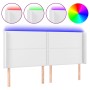 Cabecero con LED cuero sintético blanco 183x16x118/128 cm