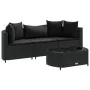 Juego de sofás jardín 4 pzas con cojines ratán sintético negro by , Garden sets - Ref: Foro24-3308363, Price: 259,19 €, Disco...