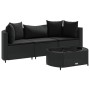 Juego de sofás jardín 4 pzas con cojines ratán sintético negro by , Garden sets - Ref: Foro24-3308363, Price: 268,41 €, Disco...