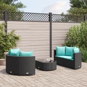 Set de muebles de jardín 5 pzas y cojines ratán sintético negro by , Garden sets - Ref: Foro24-3308444, Price: 384,88 €, Disc...
