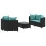 Set de muebles de jardín 5 pzas y cojines ratán sintético negro de , Conjuntos de jardín - Ref: Foro24-3308444, Precio: 394,42 €