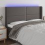 Cabecero con LED cuero sintético gris 183x16x118/128 cm en Cabeceros y pies de cama | Comprar online en Foro24