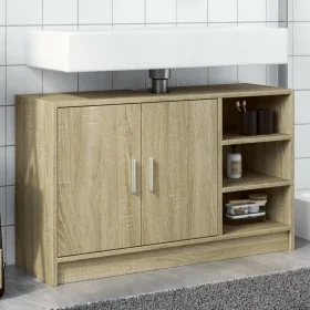 Armario de lavabo madera de ingeniería roble Sonoma 90x29x55 cm by , Bathroom furniture - Ref: Foro24-848124, Price: 68,06 €,...