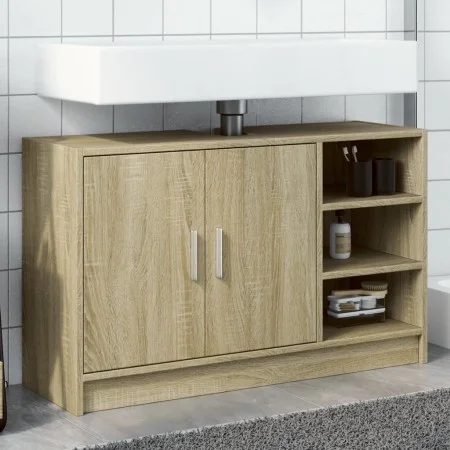 Waschbeckenunterschrank aus Sonoma-Eichen-Ingenieurholz 90x29x55 cm. von , Badezimmermöbel - Ref: Foro24-848124, Preis: 69,18...