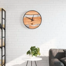 Reloj de pared hierro y madera de olivo marrón Ø35 cm by , Wall clocks - Ref: Foro24-4008396, Price: 67,77 €, Discount: %