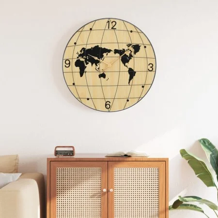 Reloj de pared de madera de ingeniería amarillo y negro Ø50 cm by , Wall clocks - Ref: Foro24-4008406, Price: 47,63 €, Discou...