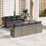 Conjunto de sofá de jardín 8 pcs Gris Poliratán